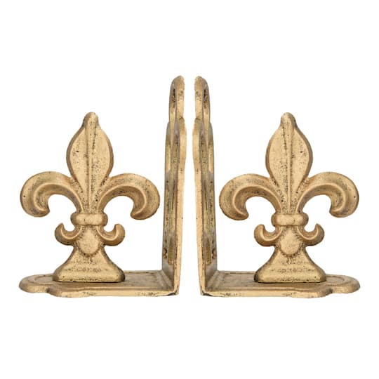 Hello Honey® 10" Fleur de Lis Shaped Iron Bookend Set